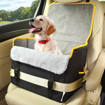 GOOPAWS Car Seat for Small & Medium Dogs, Portable With Clip-on Safety Leash, Waterproof, Grey 16''