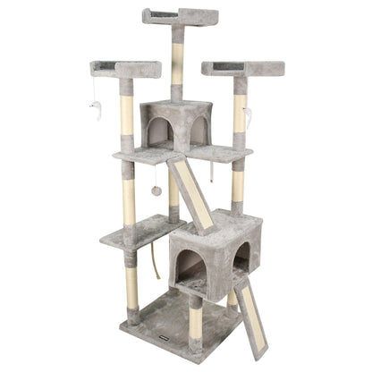 GOOPAWS Multi-Level 72-in Cat Tree & Condo, Grey, 72''