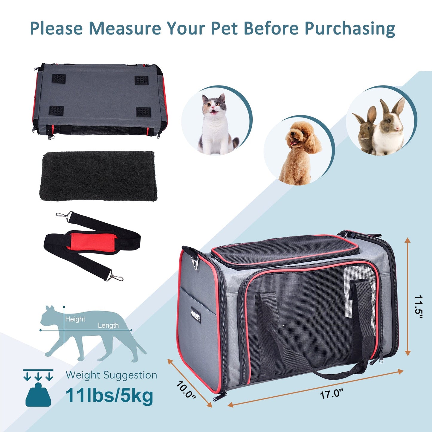 GOOPAWS Soft-Sided Travel Small Dog & Cat Carrier Bag - Pup List