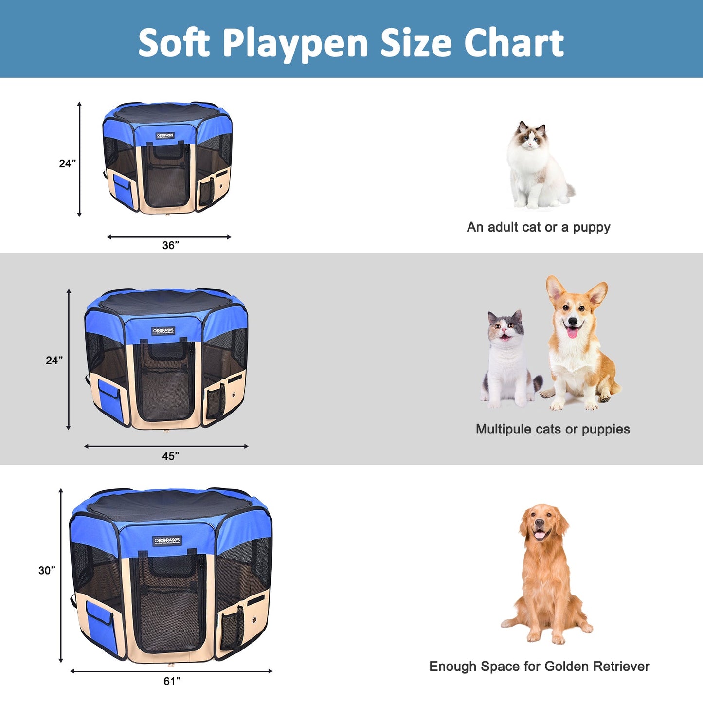 Jespet 2-Door Portable Soft-Sided Dog, Cat & Small Pet Exercise Playpen - Pup List