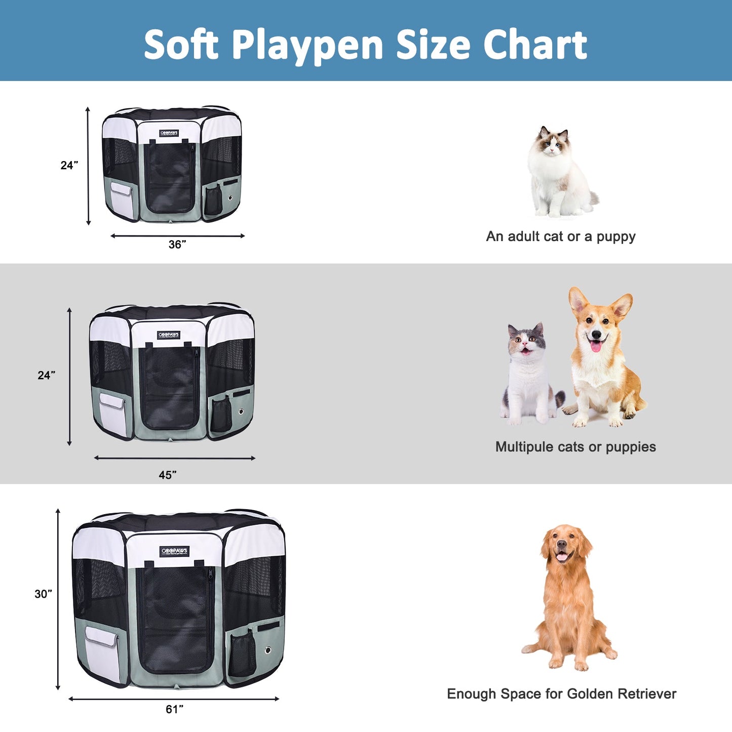 Jespet 2-Door Portable Soft-Sided Dog, Cat & Small Pet Exercise Playpen - Pup List