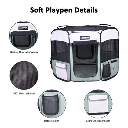 Jespet 2-Door Portable Soft-Sided Dog, Cat & Small Pet Exercise Playpen - Pup List