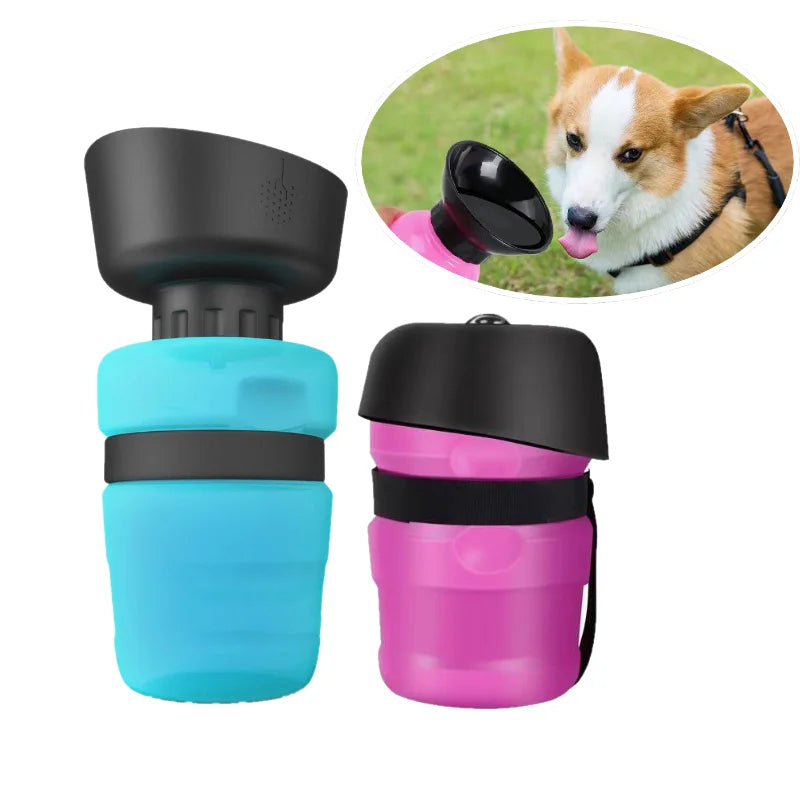 500ML Dog Water Bottle Bowl Foldable Leak-Proof Water Food Cup Pet Feeder Bowl Portable Large Capacity Pet Outdoor Drinking Bowl