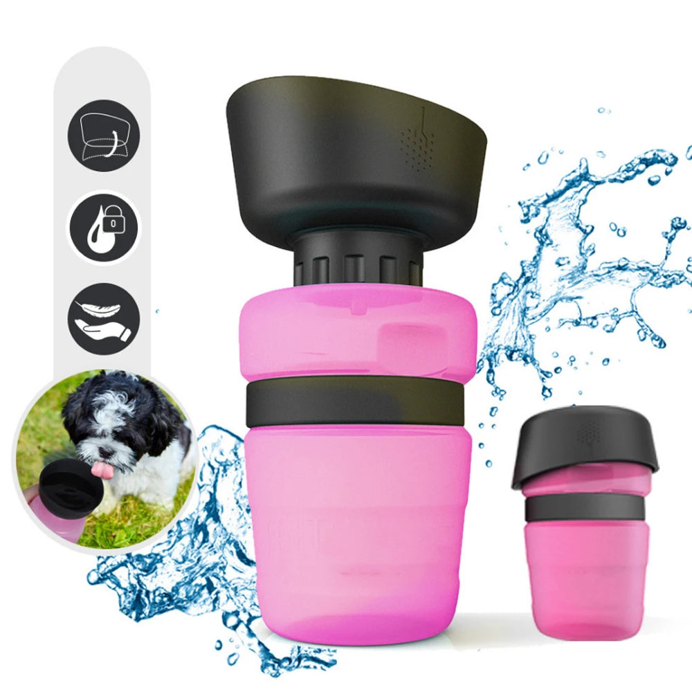 500ML Dog Water Bottle Bowl Foldable Leak-Proof Water Food Cup Pet Feeder Bowl Portable Large Capacity Pet Outdoor Drinking Bowl