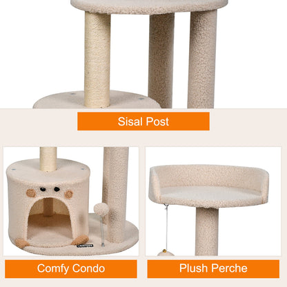 GOOPAWS 33-in Top Perch Cat Tree & Condo, Cream, 33.9''