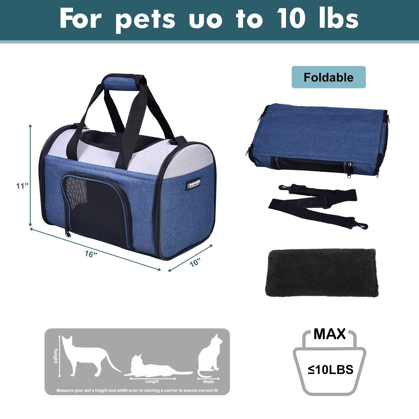 GOOPAWS Soft Sided Collapsible Airline Travel Pet Carrier Bag for Comfort and Travel - Pup List