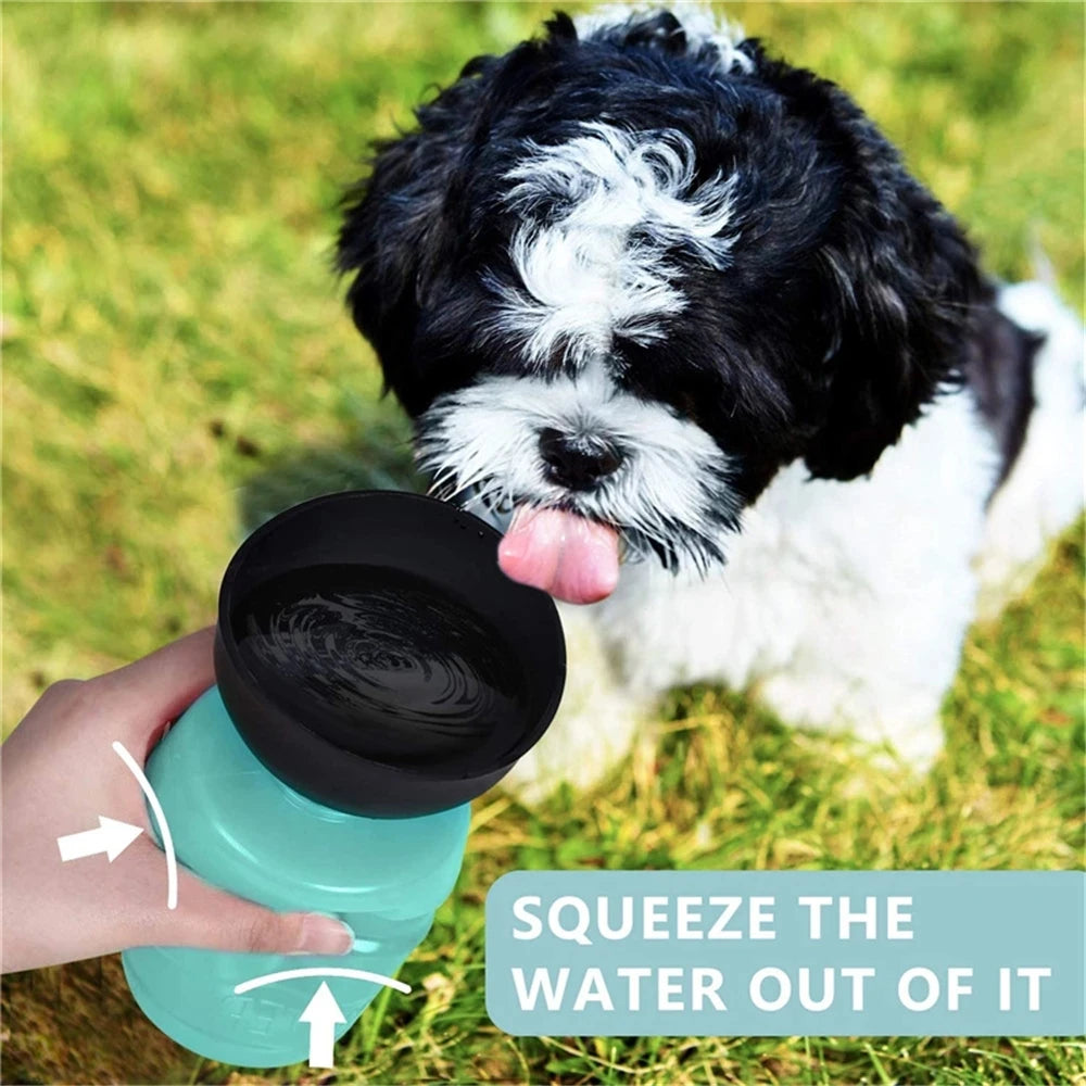 500ML Dog Water Bottle Bowl Foldable Leak-Proof Water Food Cup Pet Feeder Bowl Portable Large Capacity Pet Outdoor Drinking Bowl