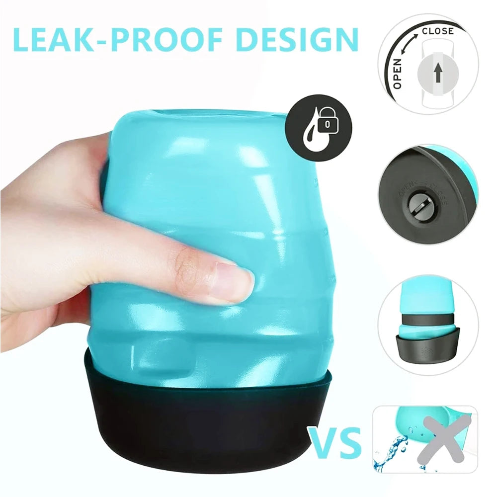 500ML Dog Water Bottle Bowl Foldable Leak-Proof Water Food Cup Pet Feeder Bowl Portable Large Capacity Pet Outdoor Drinking Bowl