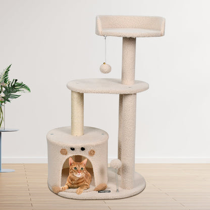 GOOPAWS 33-in Top Perch Cat Tree & Condo, Cream, 33.9''