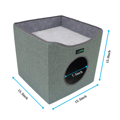 GOOPAWS Foldable Cat Condo, Cat Cube House & Sleeper Bed Cave, Green - Pup List