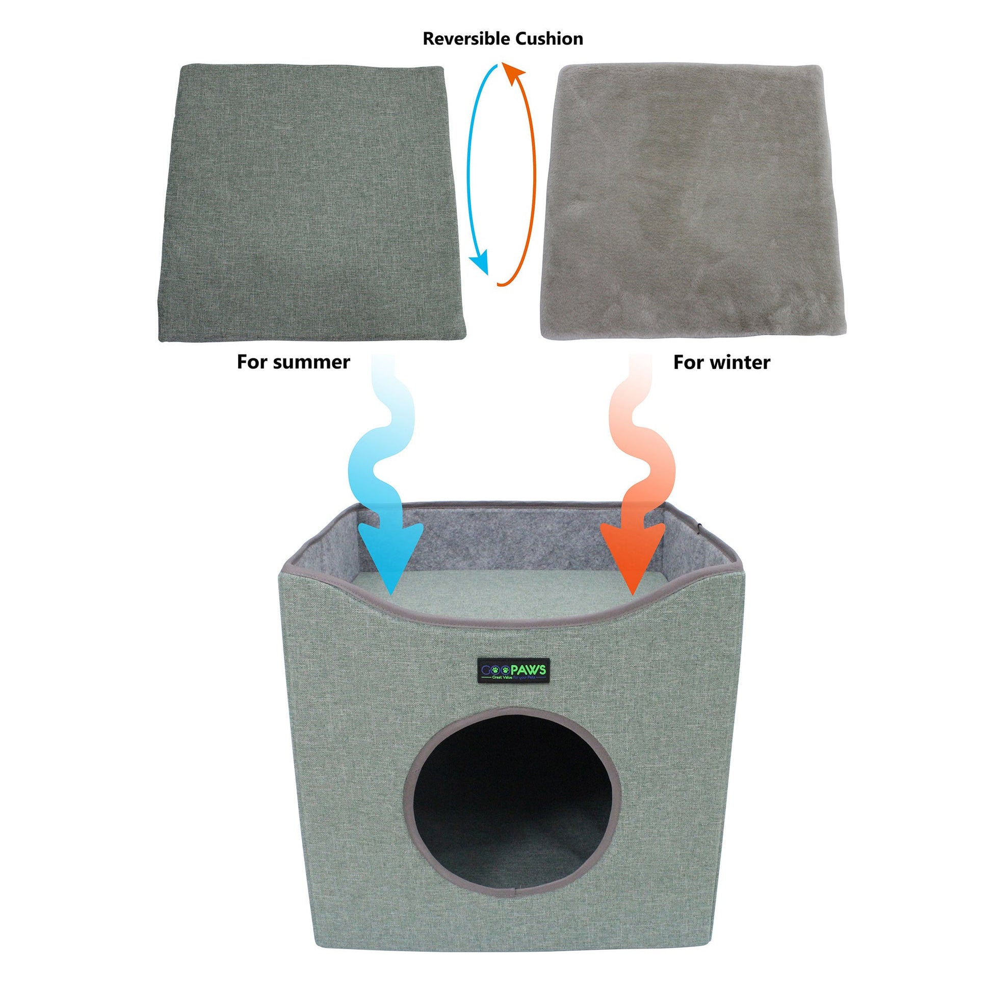 GOOPAWS Foldable Cat Condo, Cat Cube House & Sleeper Bed Cave, Green - Pup List