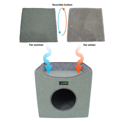 GOOPAWS Foldable Cat Condo, Cat Cube House & Sleeper Bed Cave, Green - Pup List