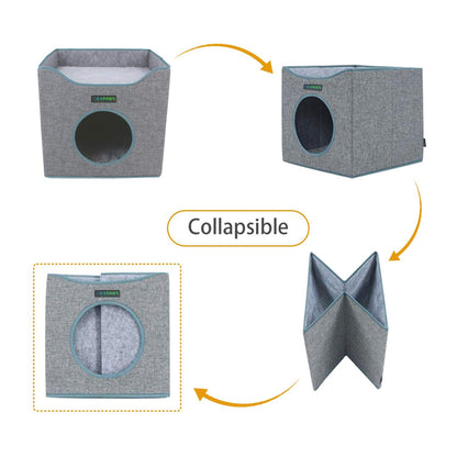 GOOPAWS Foldable Cat Condo, Cat Cube House & Sleeper Bed, Smoke Grey - Pup List