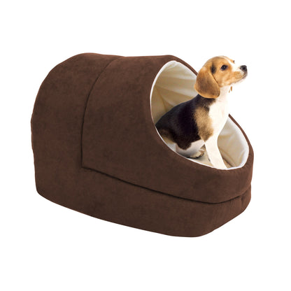 GOOPAWS Cave Covered for Small Dog & Cat Warming Burrow, Brown - Pup List