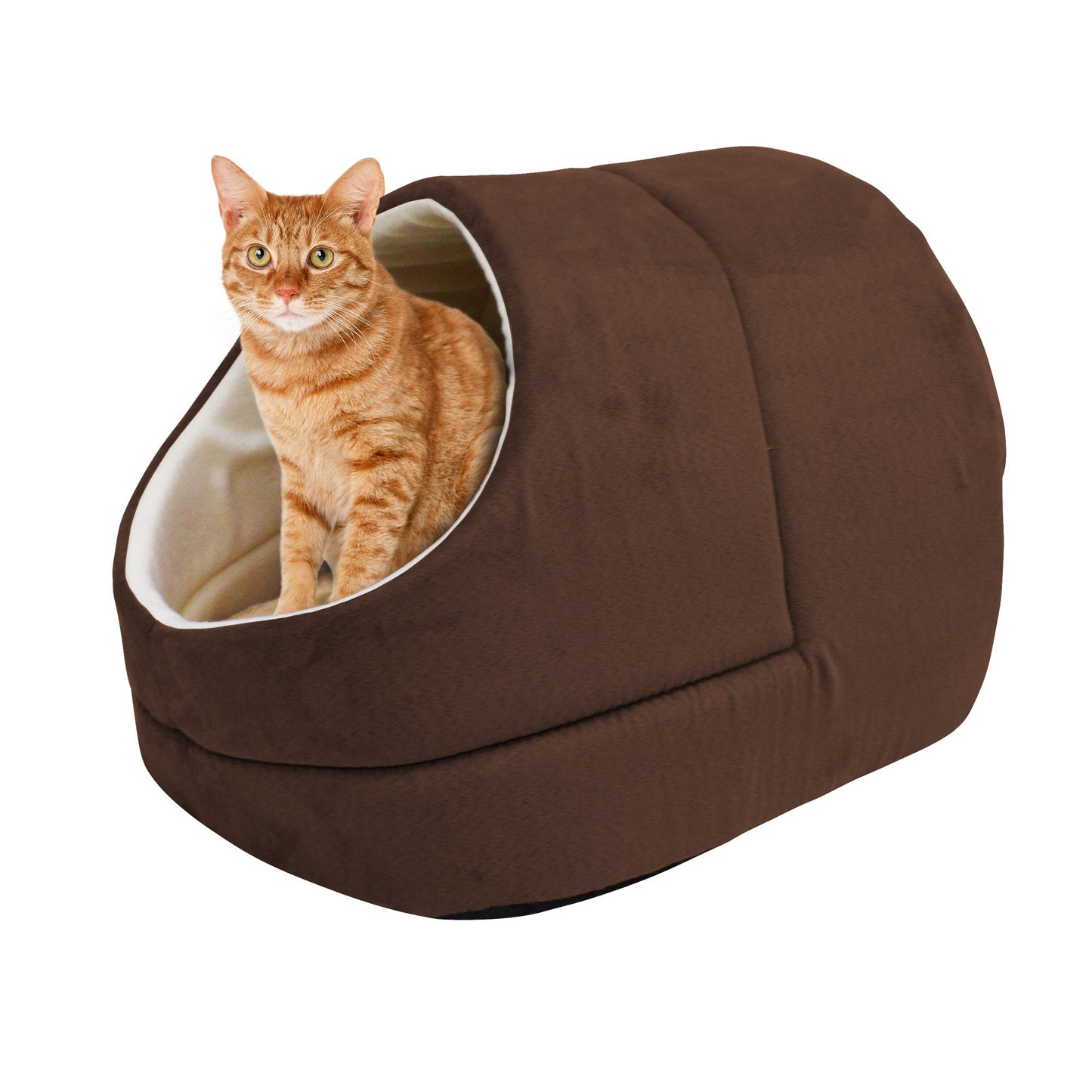 GOOPAWS Cave Covered for Small Dog & Cat Warming Burrow, Brown - Pup List