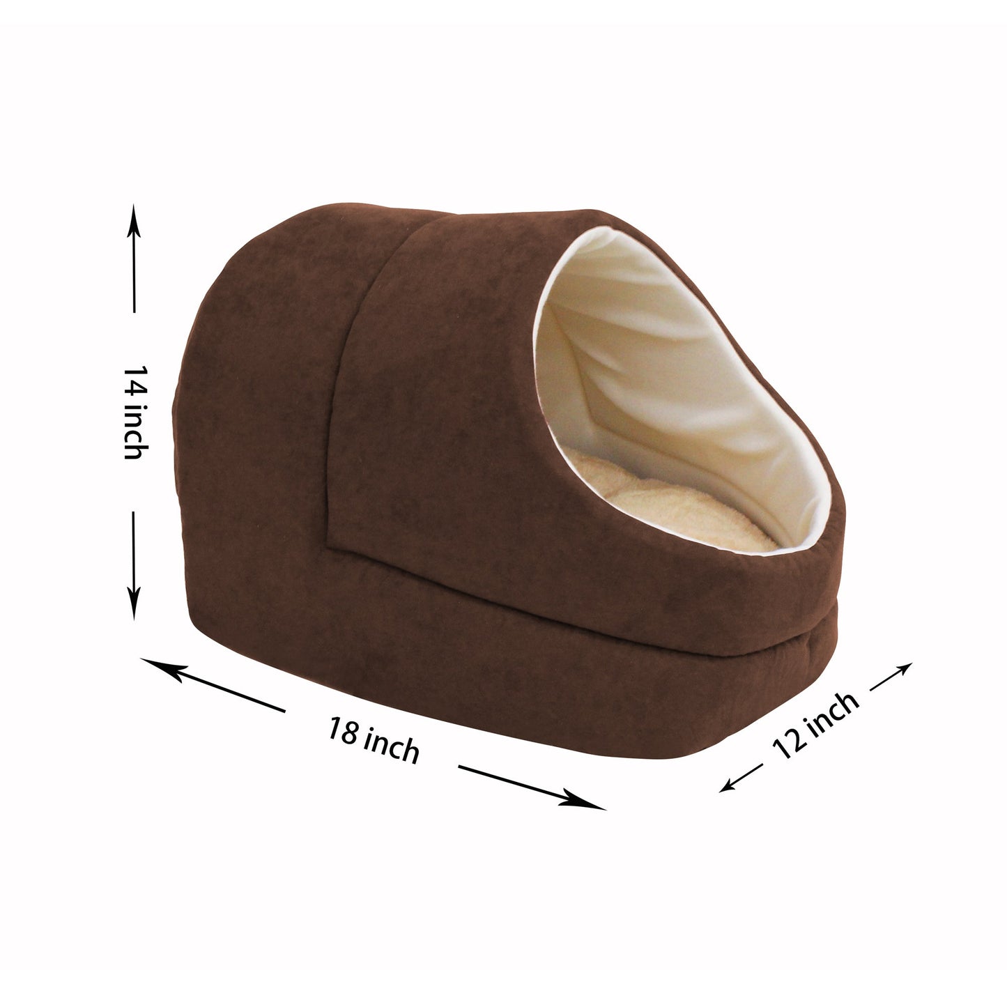 GOOPAWS Cave Covered for Small Dog & Cat Warming Burrow, Brown - Pup List