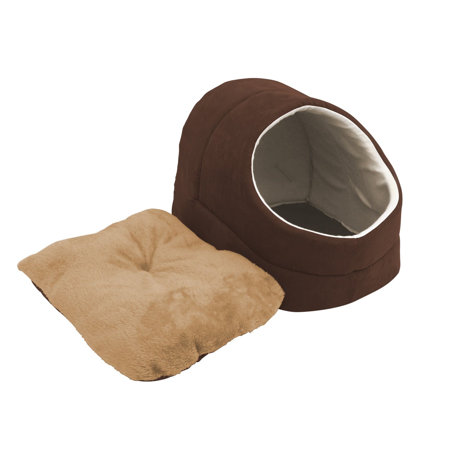 GOOPAWS Cave Covered for Small Dog & Cat Warming Burrow, Brown - Pup List