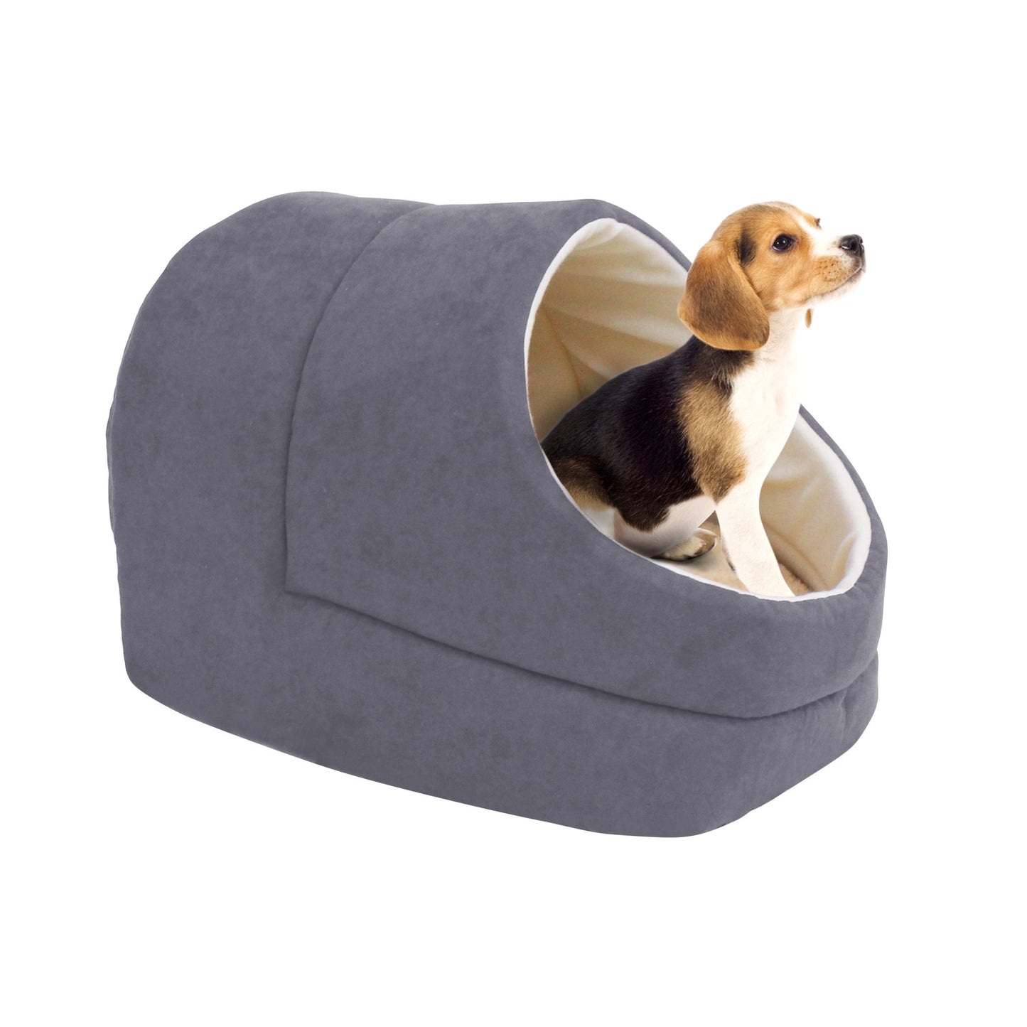 GOOPAWS Cave Covered for Small Dog & Cat Warming Burrow Bed, Gray - Pup List