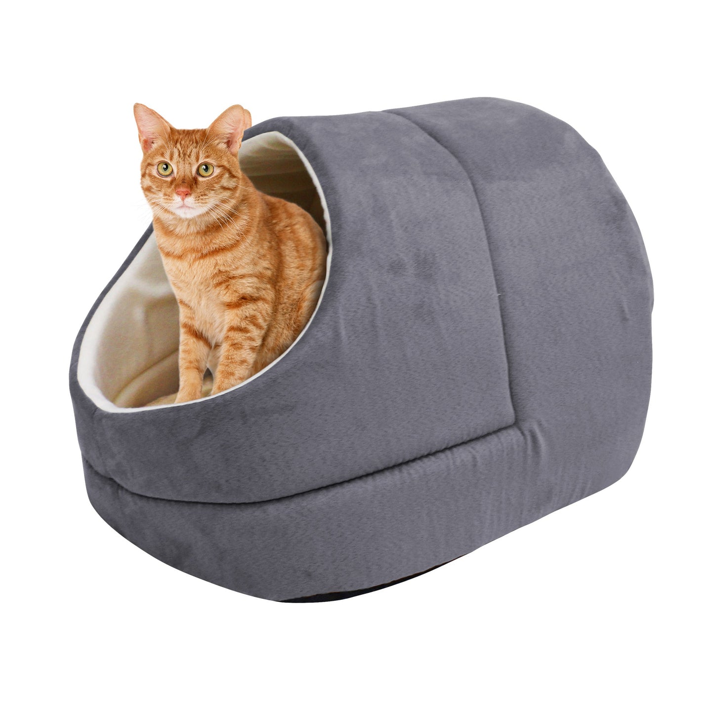 GOOPAWS Cave Covered for Small Dog & Cat Warming Burrow Bed, Gray - Pup List