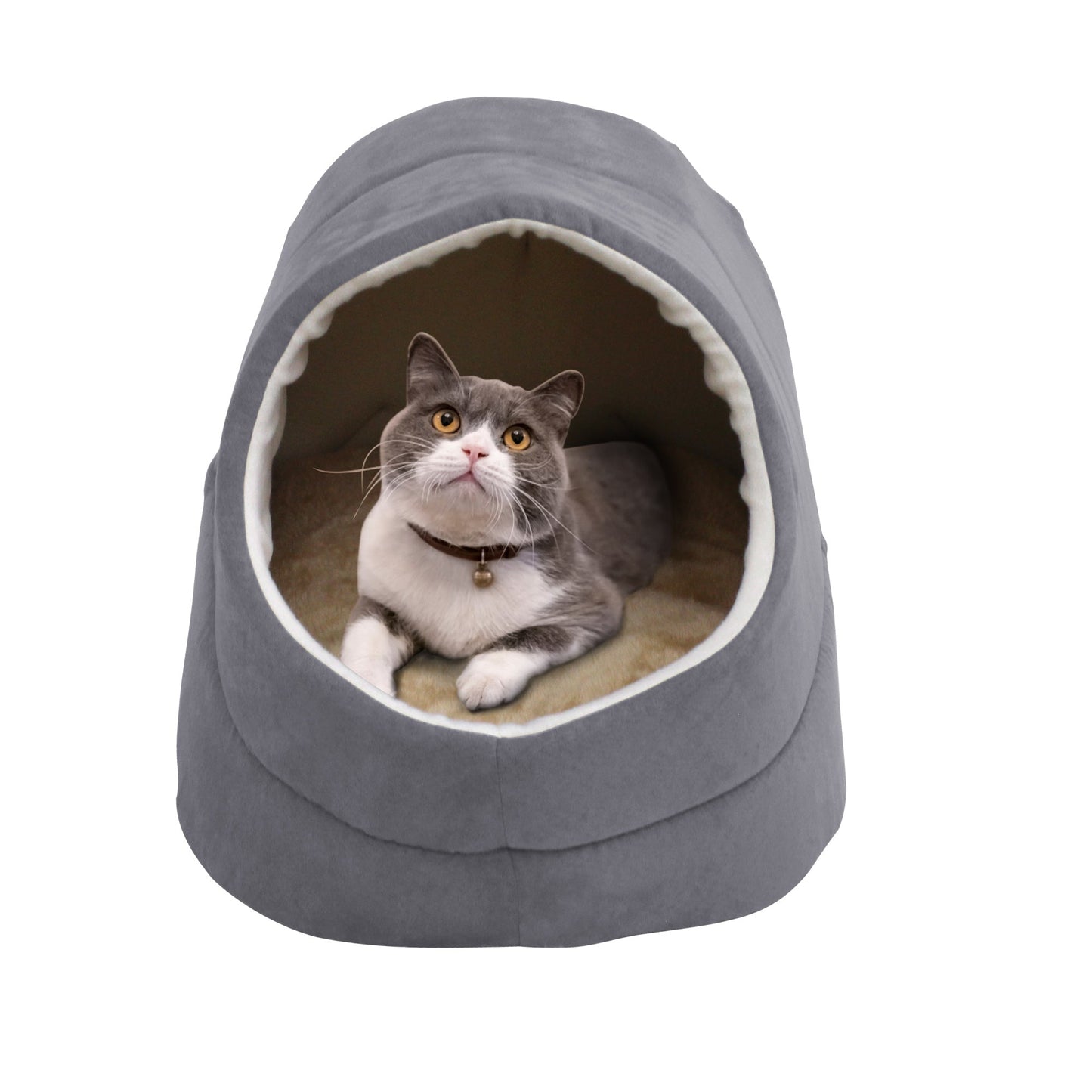 GOOPAWS Cave Covered for Small Dog & Cat Warming Burrow Bed, Gray - Pup List