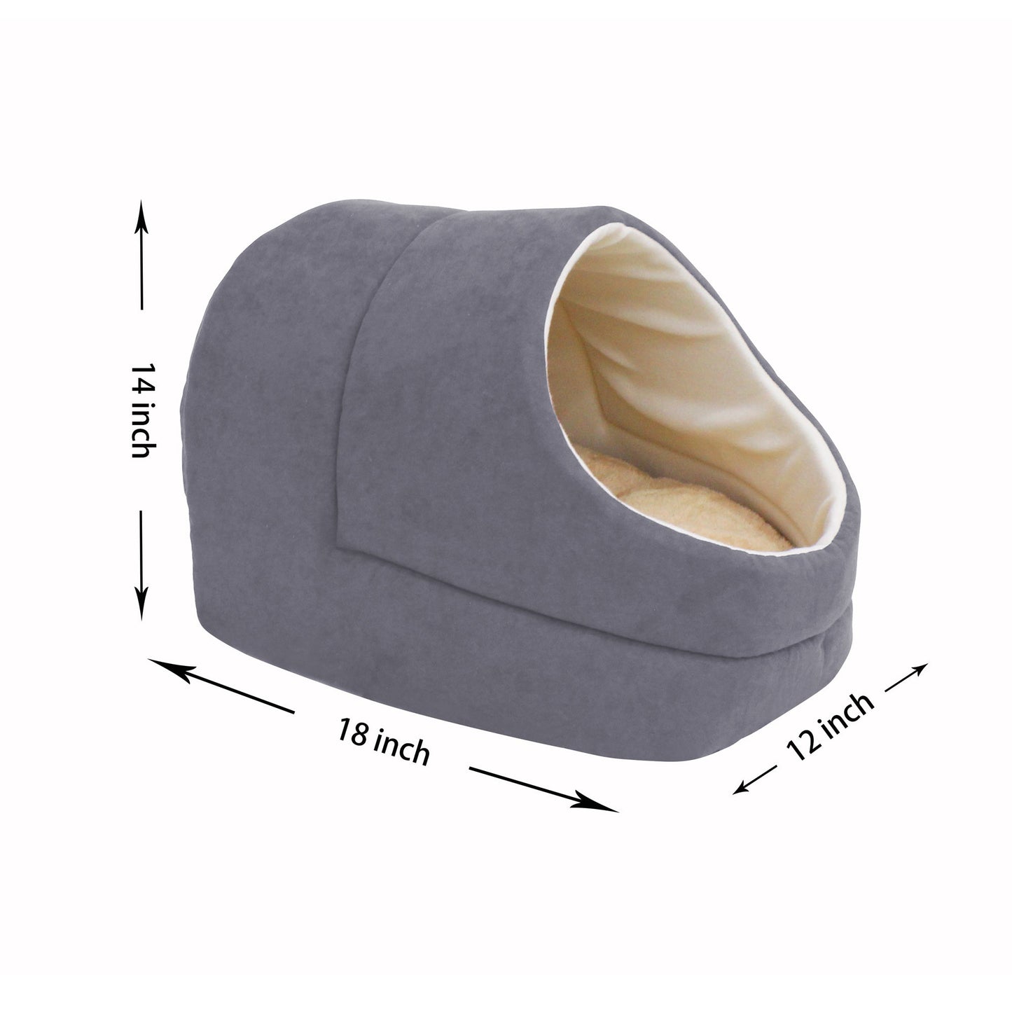 GOOPAWS Cave Covered for Small Dog & Cat Warming Burrow Bed, Gray - Pup List