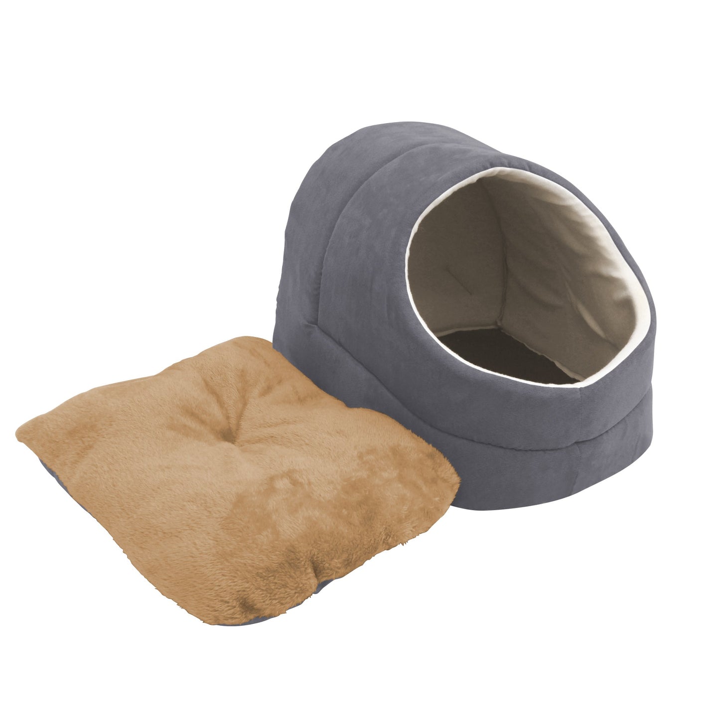 GOOPAWS Cave Covered for Small Dog & Cat Warming Burrow Bed, Gray - Pup List