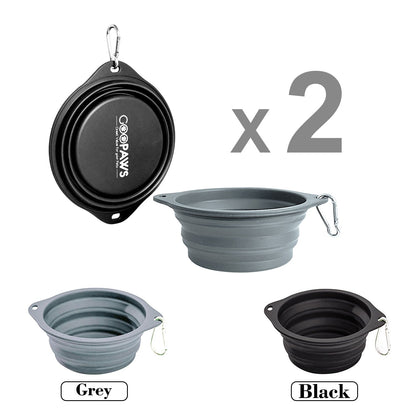 GOOPAWS 2 Pack Silicone Non-Skid Travel Dog and Cat Bowl - Pup List