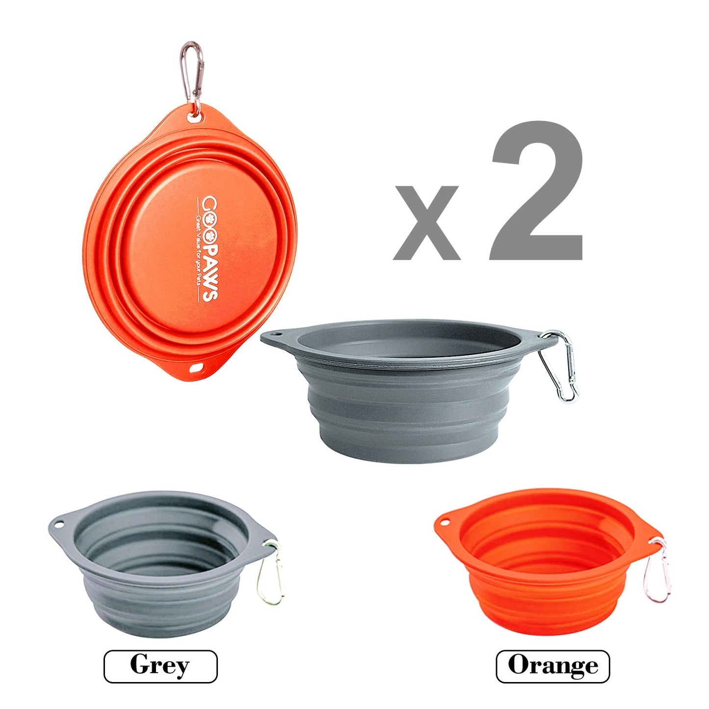 GOOPAWS 2 Pack Silicone Non-Skid Travel Dog and Cat Bowl - Pup List