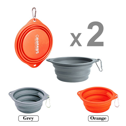 GOOPAWS 2 Pack Silicone Non-Skid Travel Dog and Cat Bowl - Pup List