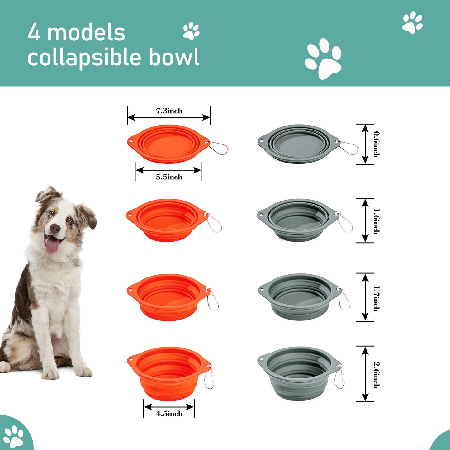 GOOPAWS 2 Pack Silicone Non-Skid Travel Dog and Cat Bowl - Pup List