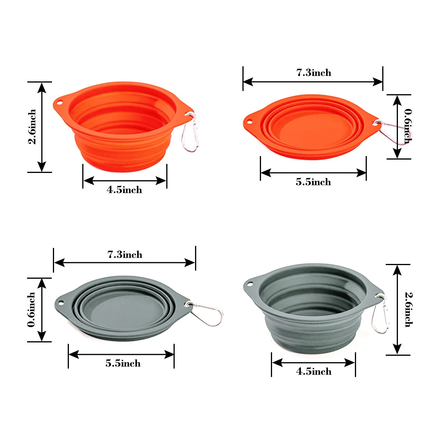 GOOPAWS 2 Pack Silicone Non-Skid Travel Dog and Cat Bowl - Pup List