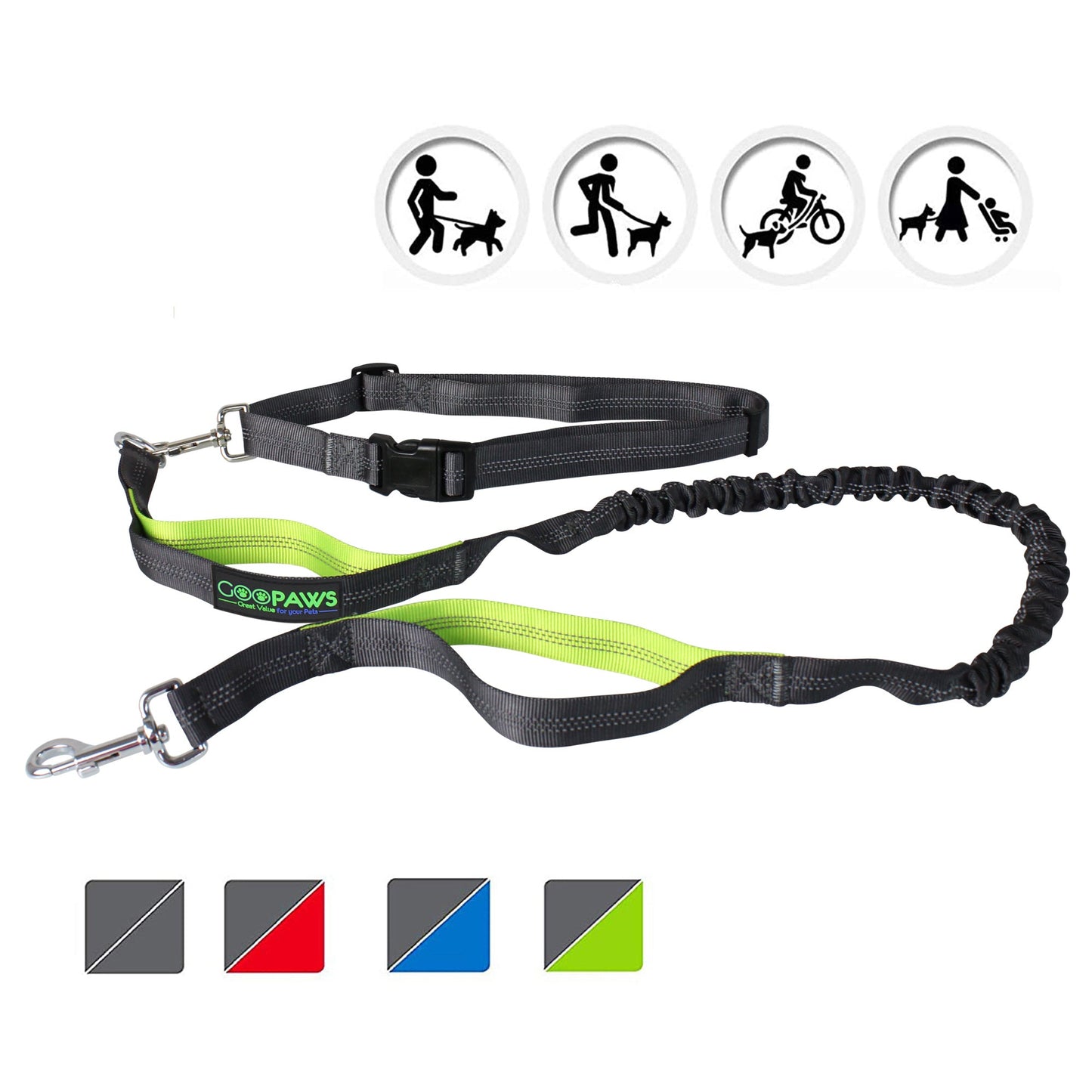 GOOPAWS No Pull Hands-Free Bungee Dog Leash for Hiking and Running, Jespet Reflective Leash - Pup List