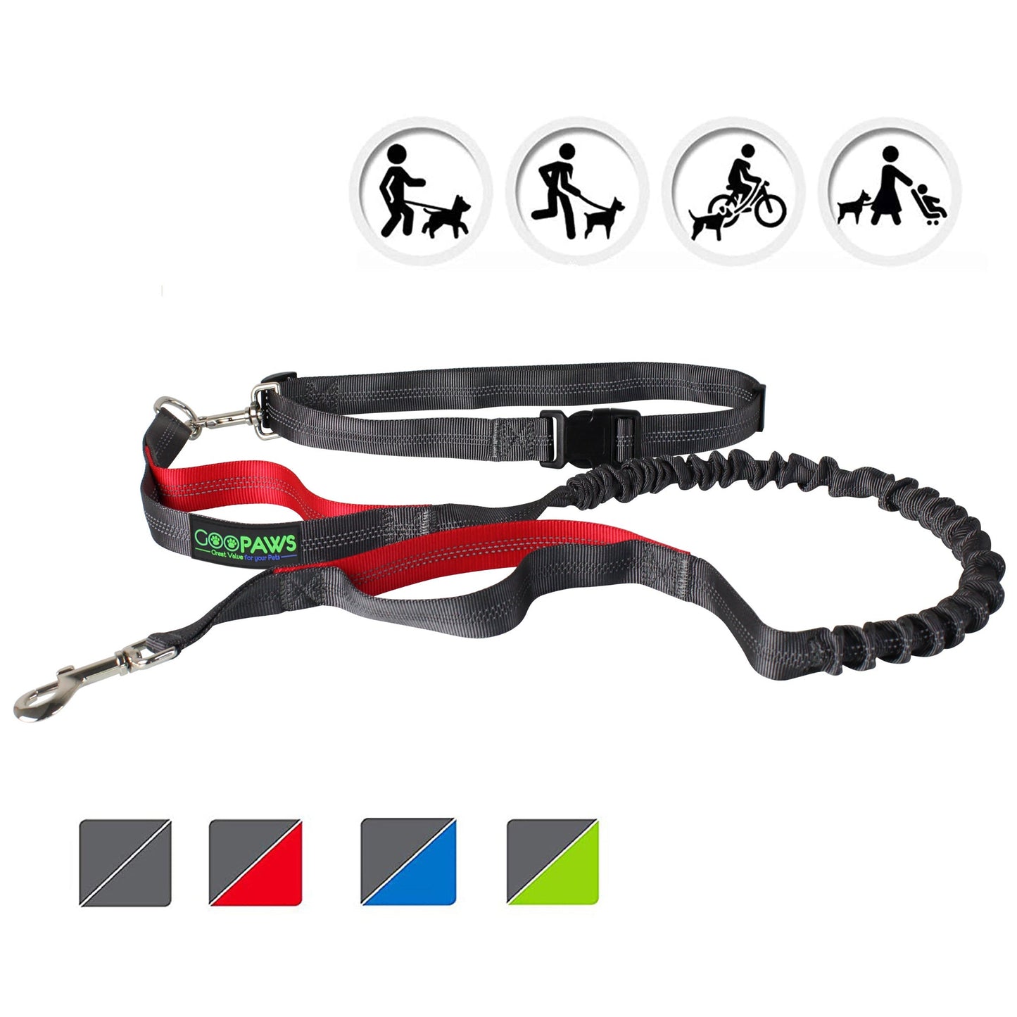 GOOPAWS No Pull Hands-Free Bungee Dog Leash for Hiking and Running, Jespet Reflective Leash - Pup List