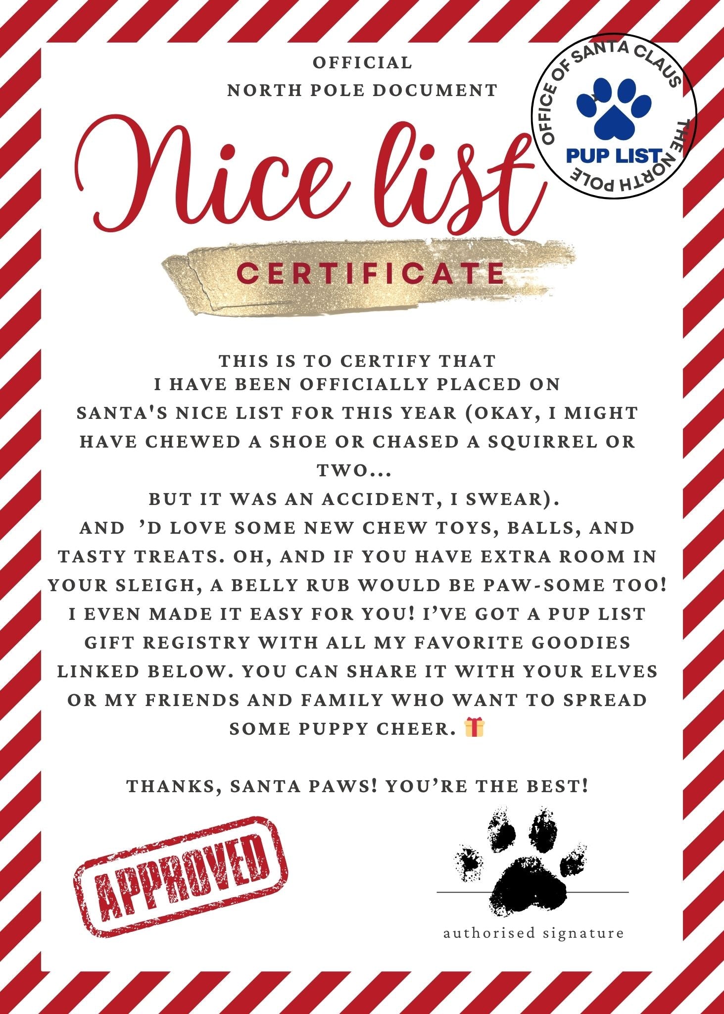 Dear Santa Paws