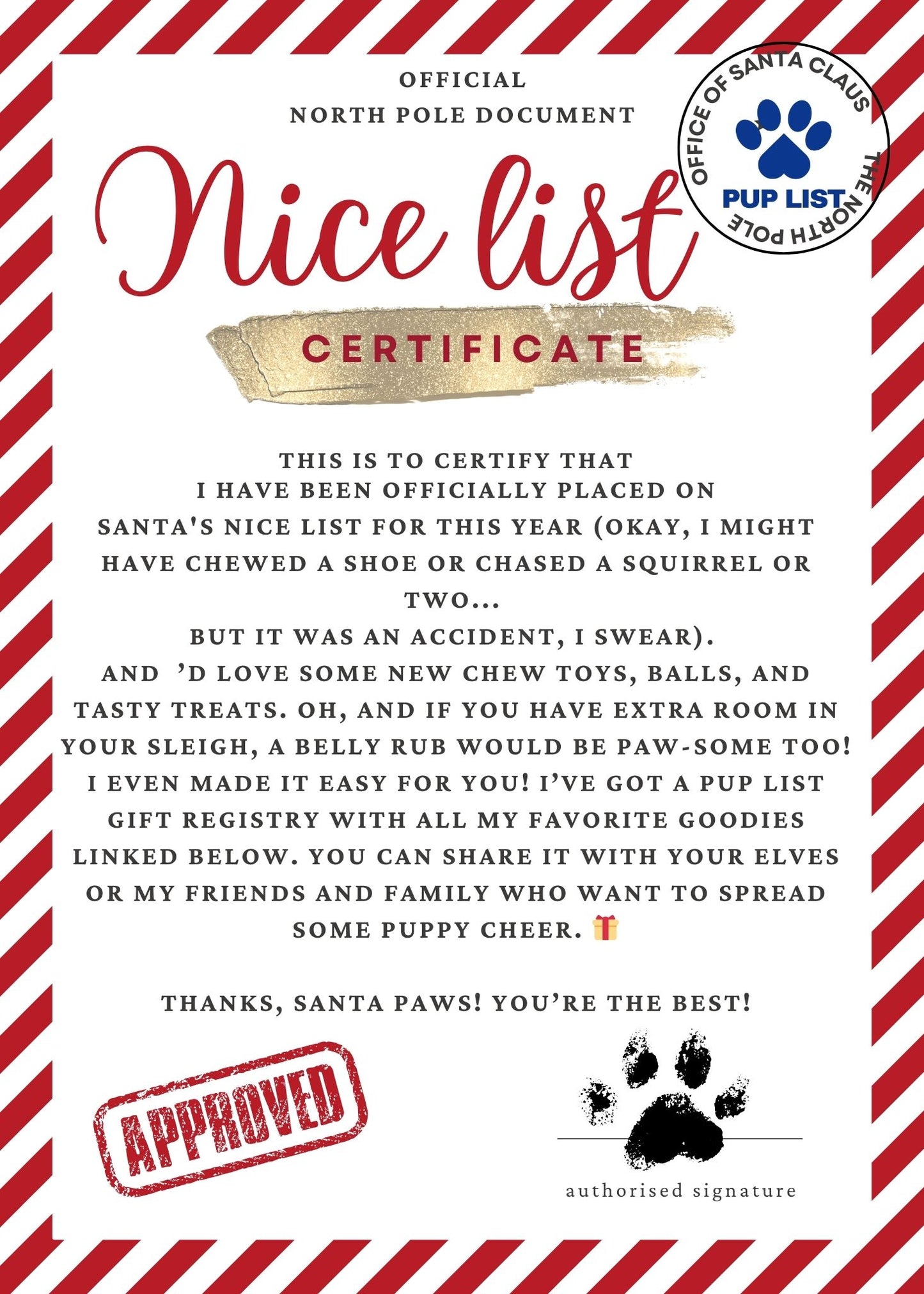 Dear Santa Paws