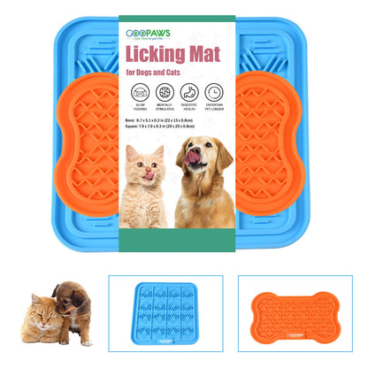 GOOPAWS Licking Mat 2 Pack, Orange & Blue