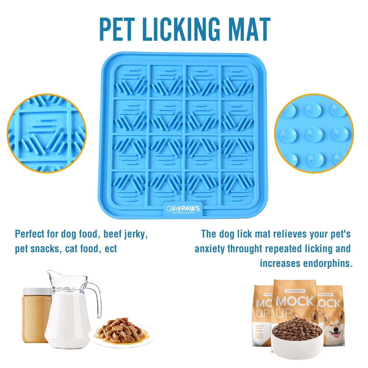 GOOPAWS Licking Mat 2 Pack, Orange & Blue