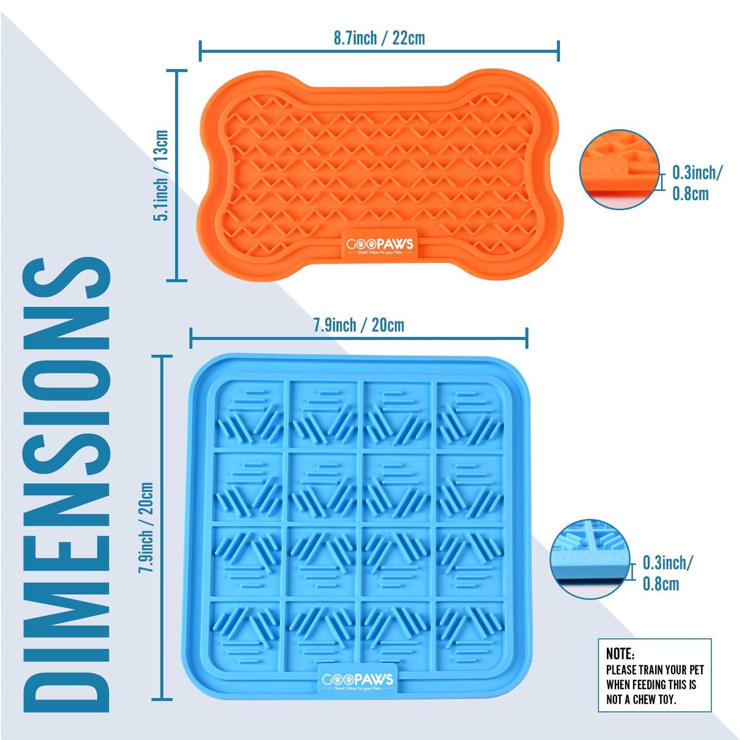 GOOPAWS Licking Mat 2 Pack, Orange & Blue