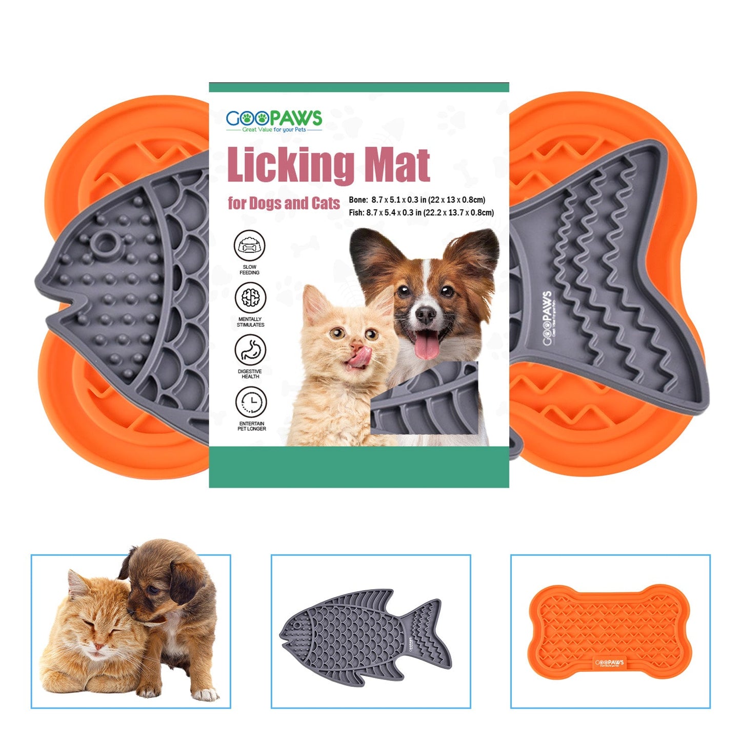 GOOPAWS Licking Mat 2 Pack, Orange & Grey