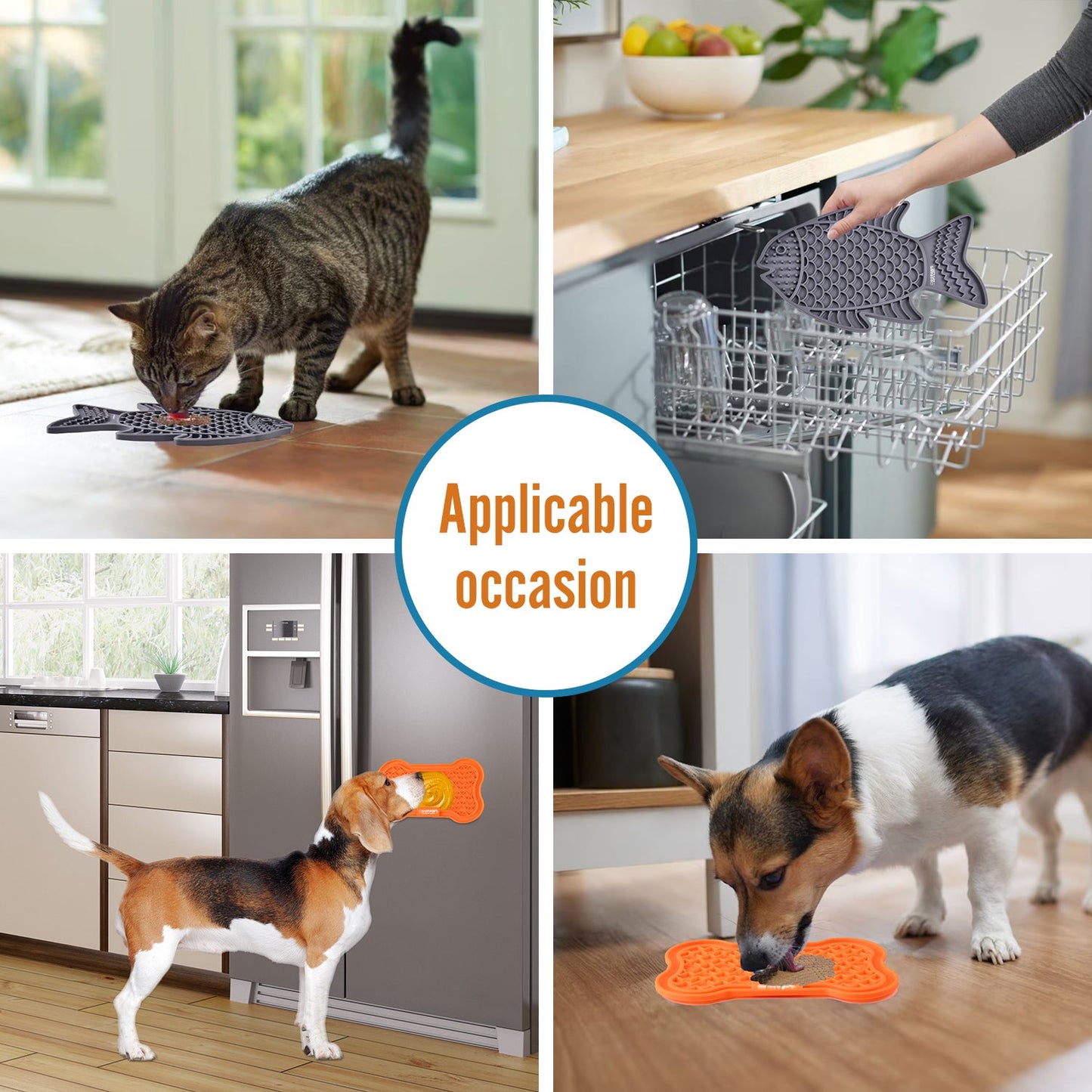 GOOPAWS Licking Mat 2 Pack, Orange & Grey