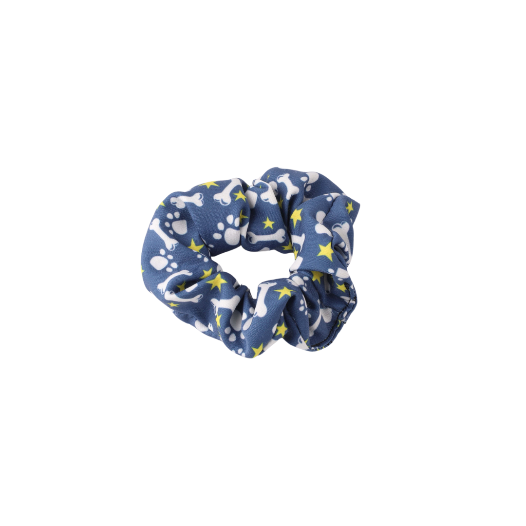 Pawsitively Adorable: Blue Matching Dog Bandana and Hair Scrunchie Set