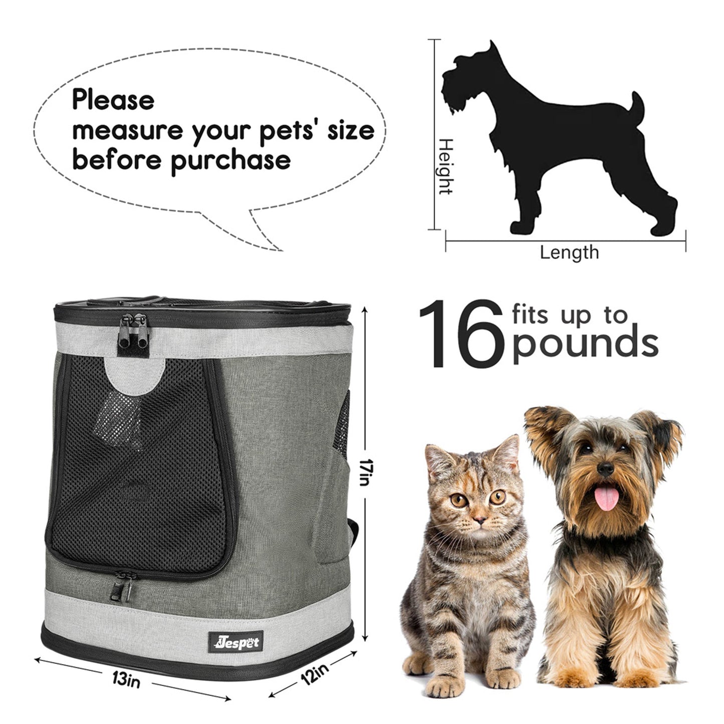 GOOPAWS Soft Backpack Carrier for Small Dogs and Cats, Collapsible with Breathable Mesh - Pup List