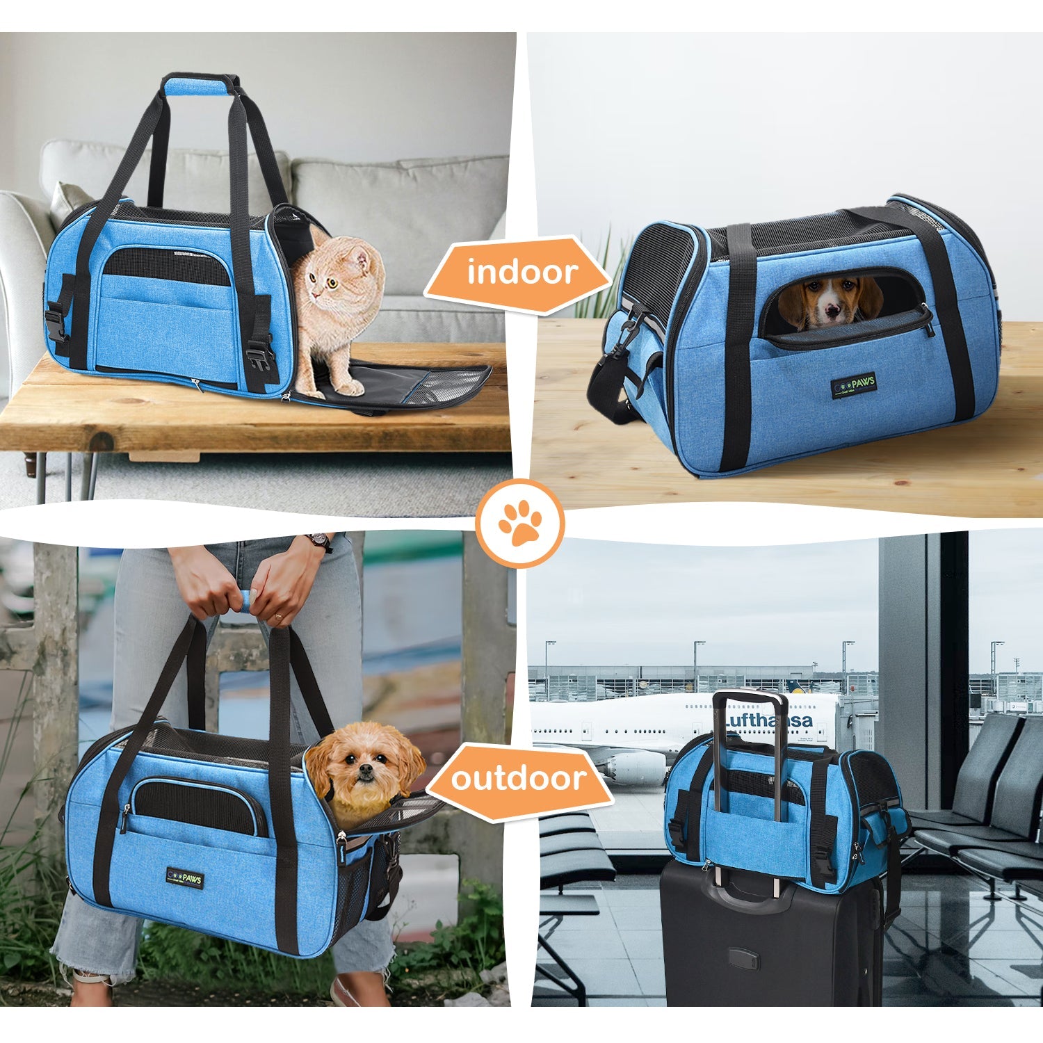 GOOPAWS Soft Sided Collapsible Airline Travel Pet Carrier Bag for Comfort and Travel - Pup List