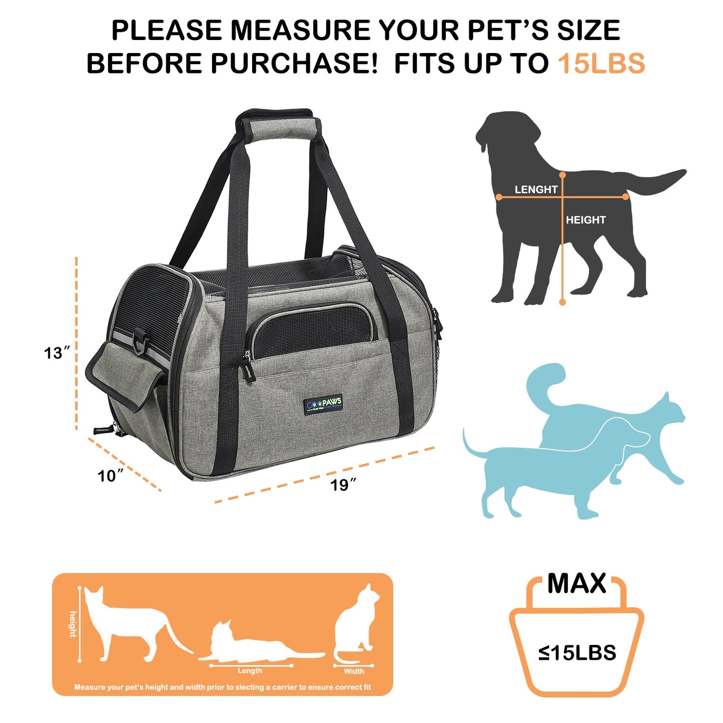 GOOPAWS Soft Sided Collapsible Airline Travel Pet Carrier Bag for Comfort and Travel - Pup List