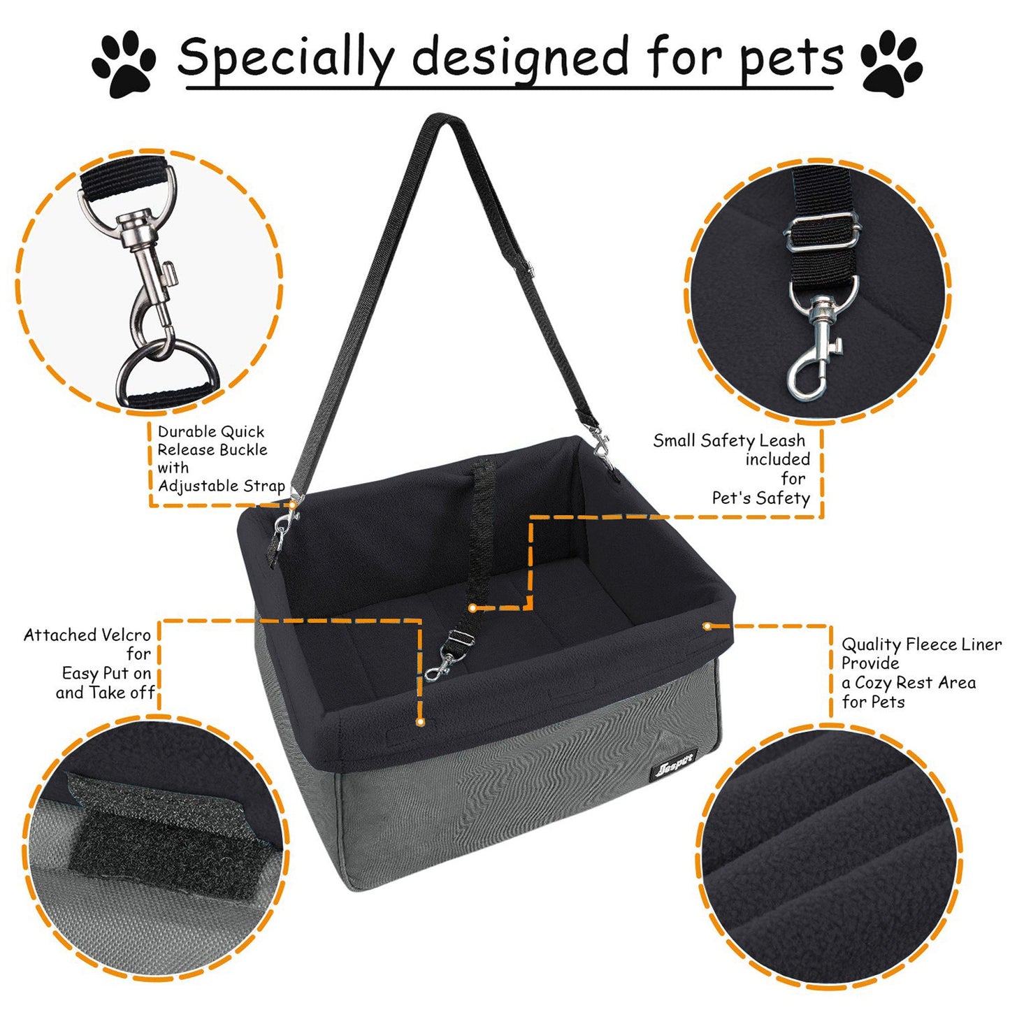 GOOPAWS & Jespet Portable Pet Safety Booster Dog Car Seat with Seat Belt - Pup List