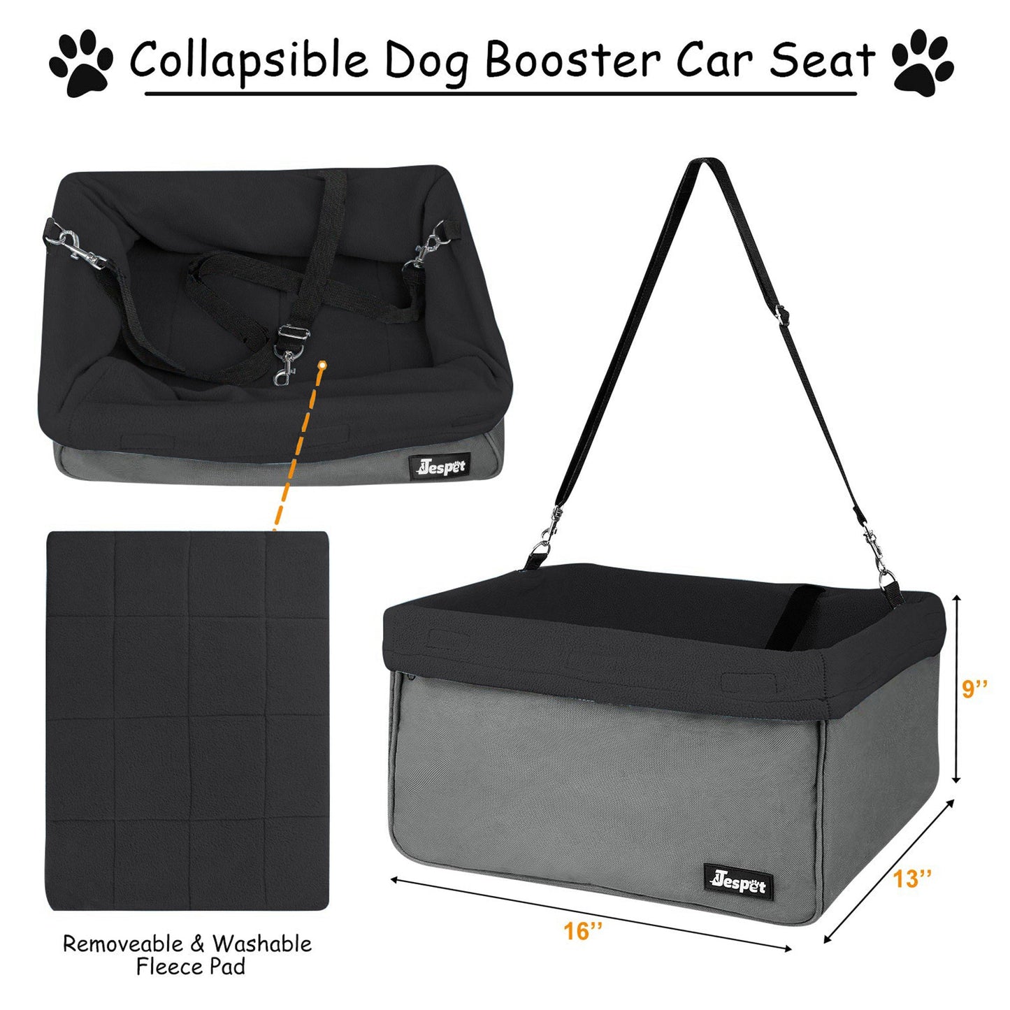 GOOPAWS & Jespet Portable Pet Safety Booster Dog Car Seat with Seat Belt - Pup List