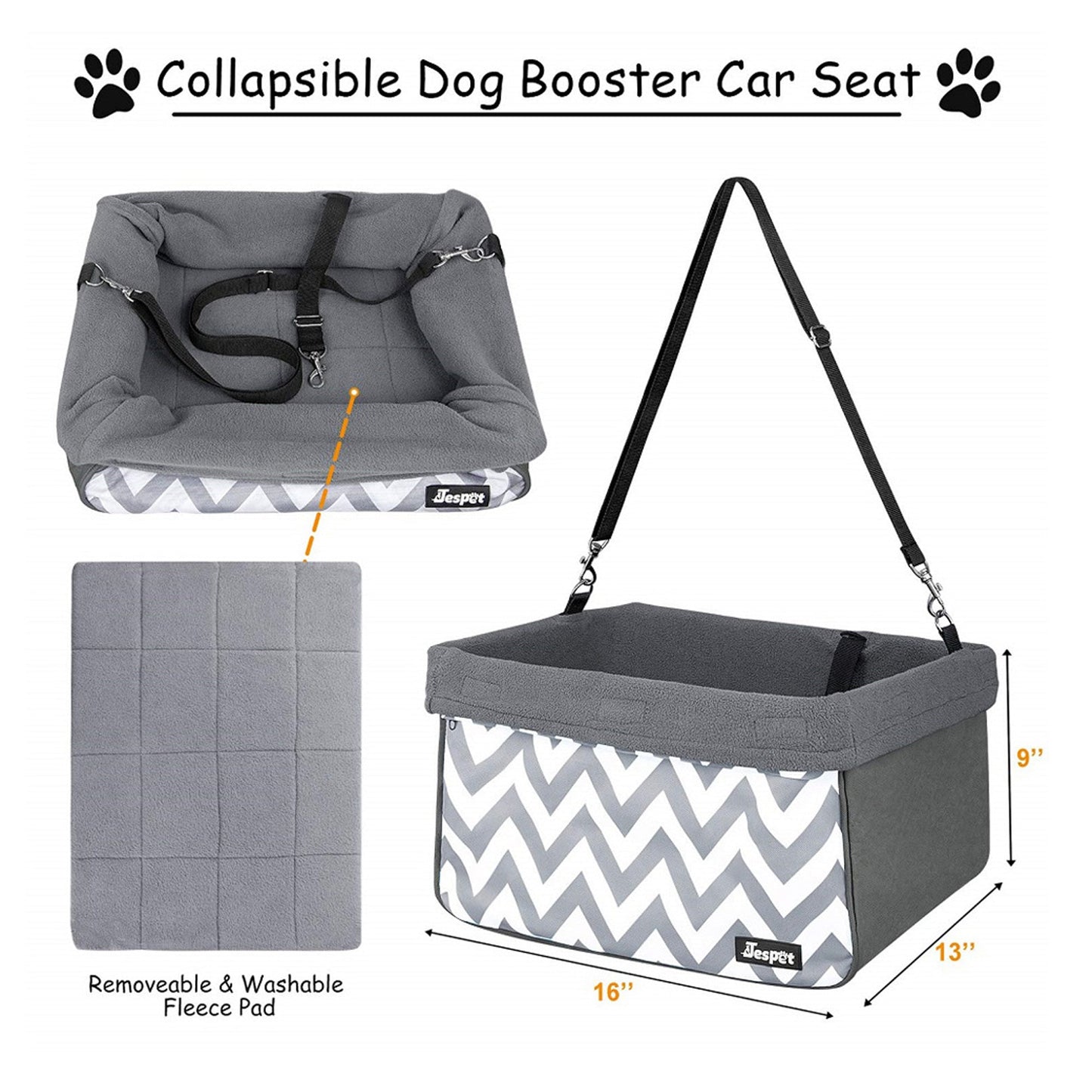 GOOPAWS & Jespet Portable Pet Safety Booster Dog Car Seat with Seat Belt - Pup List