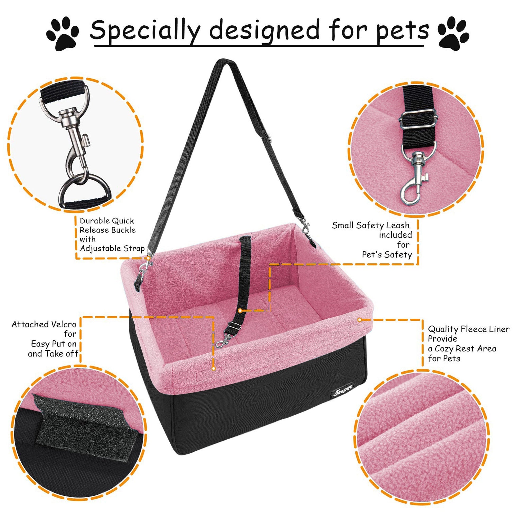 GOOPAWS & Jespet Portable Pet Safety Booster Dog Car Seat with Seat Belt - Pup List