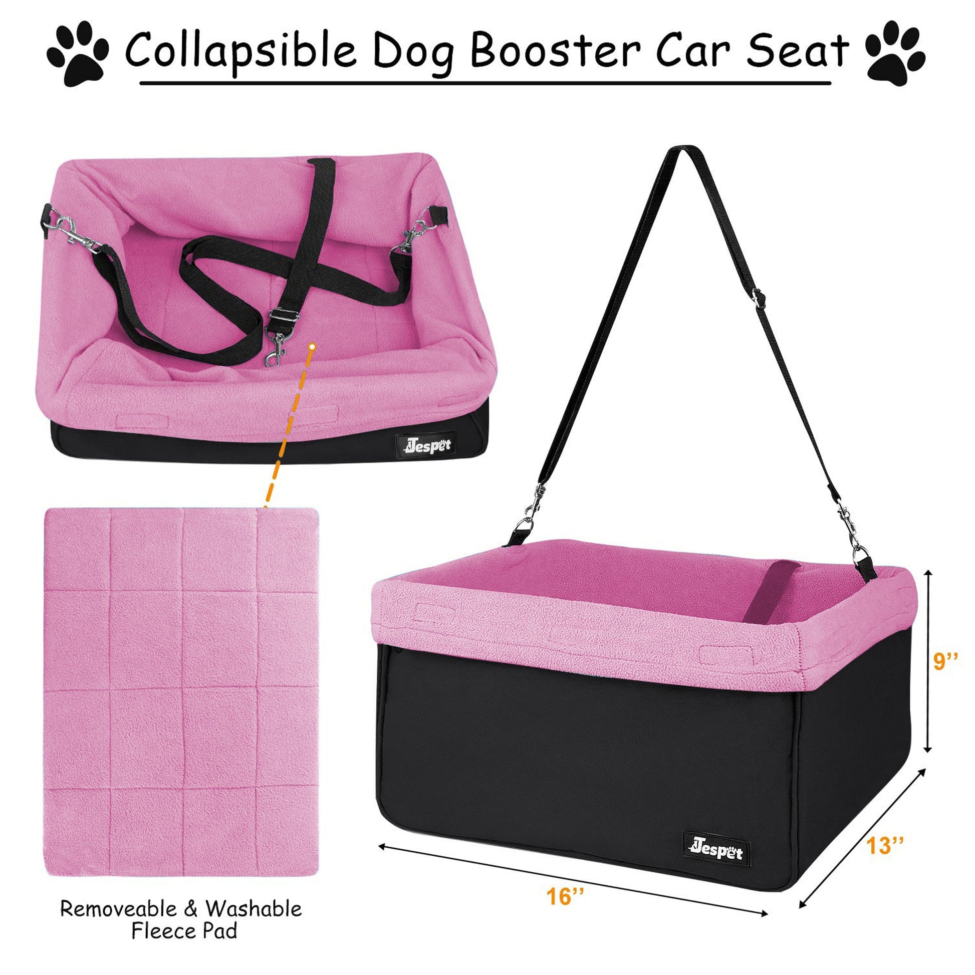 GOOPAWS & Jespet Portable Pet Safety Booster Dog Car Seat with Seat Belt - Pup List