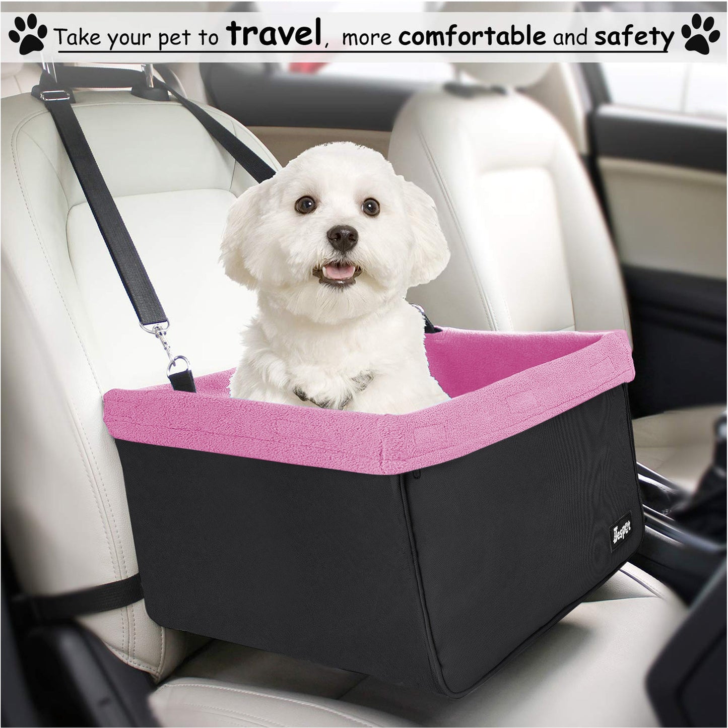 GOOPAWS & Jespet Portable Pet Safety Booster Dog Car Seat with Seat Belt - Pup List